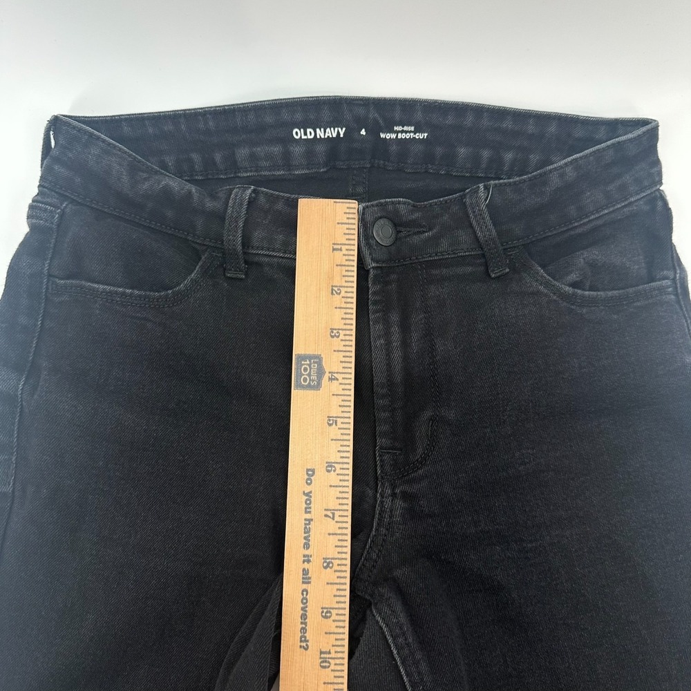Old Navy Wow Bootcut Jeans Womens 4 Black Denim Mid Rise Regular Fit 4-Pockets - Picture 8 of 10